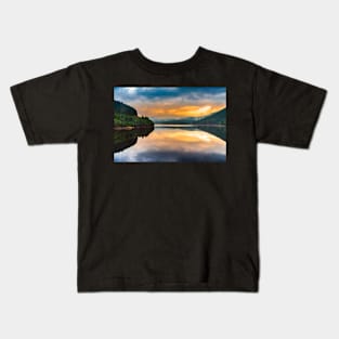 Lake Oasa at sunset in Romania Kids T-Shirt